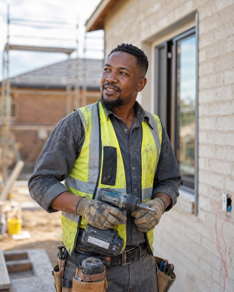 Contractor working on a residential job site